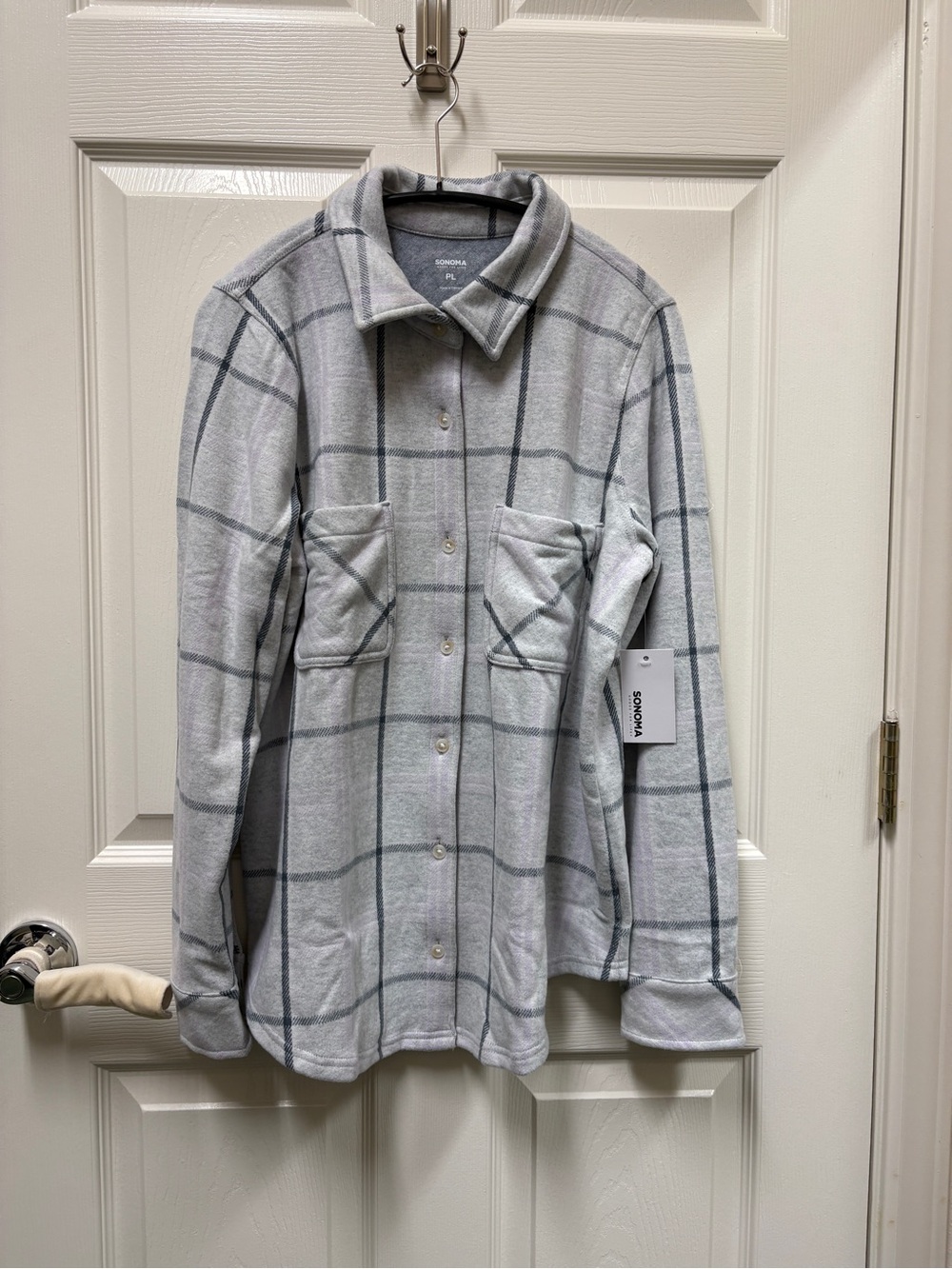 Gray Plaid Jacket Button Down PL